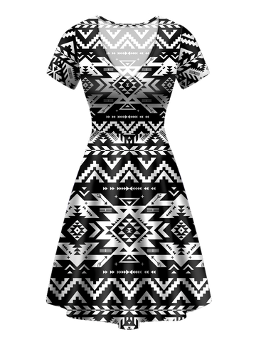 GB-NAT00441 Native Southwest Patterns Neck Dress
