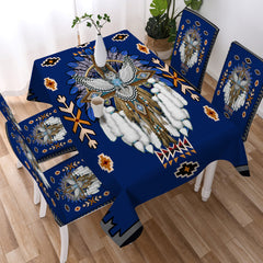 Powwow StoreTB0001 Pattern Blue Headdress American Tablecloth