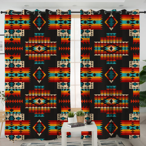 GB-NAT00402 Black Pattern Native Living Room Curtain