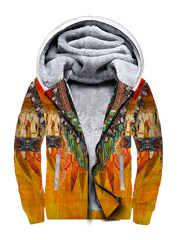 Powwow StoreGBNAT00562 Wolf Necklace Pattern 3D Fleece Hoodie