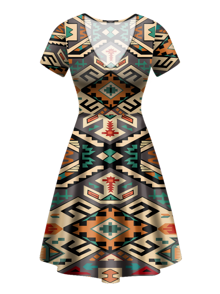 GB-NAT00225 Native Patterns Neck Dress