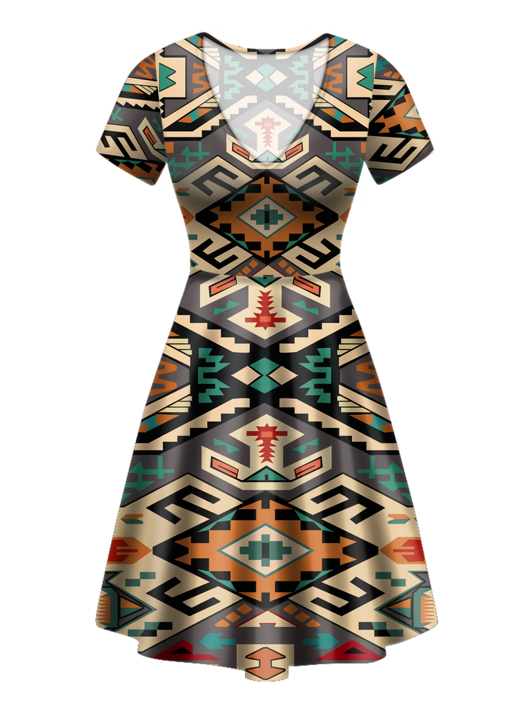 Powwow StoreGBNAT00225 Native Patterns Neck Dress