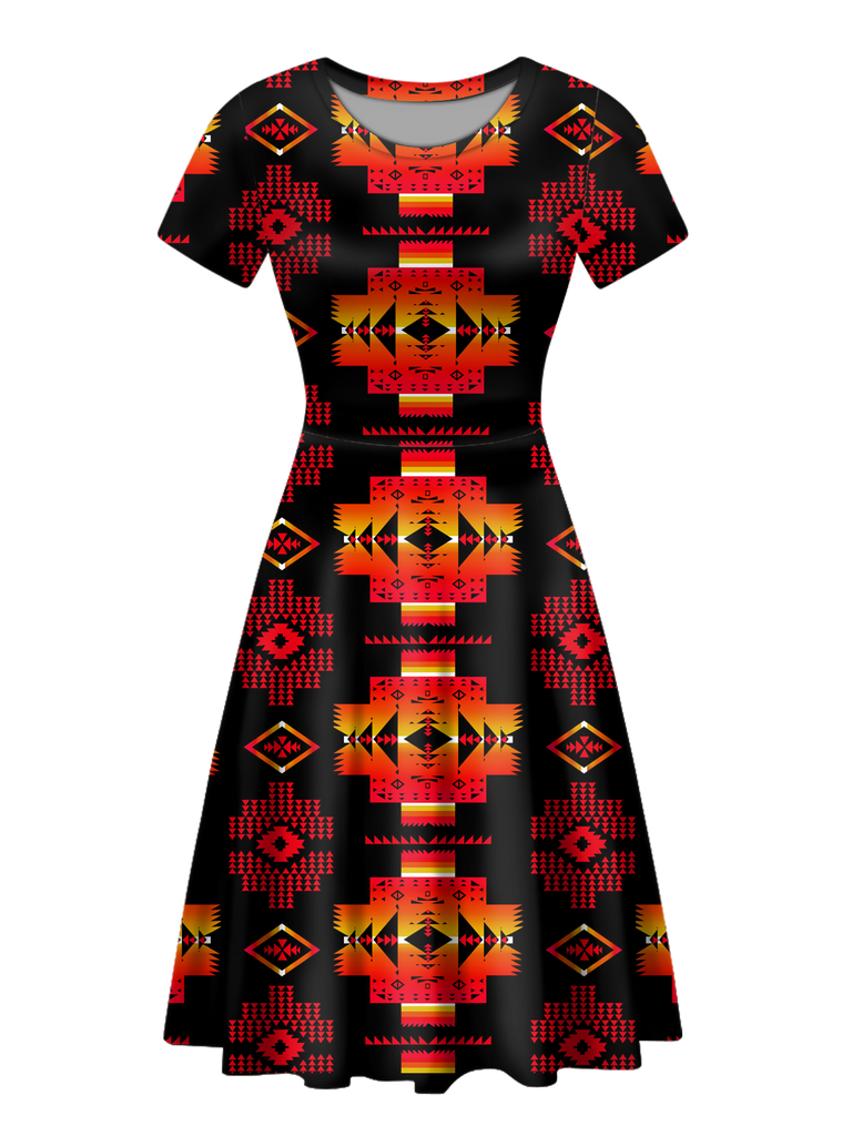 Powwow StoreGBNAT0072003 Native Tribes Pattern Round Neck Dress