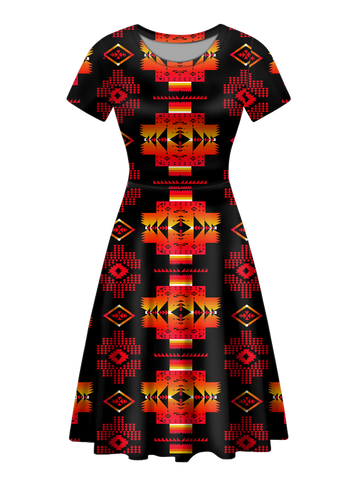 Powwow StoreGBNAT0072003 Native Tribes Pattern Round Neck Dress