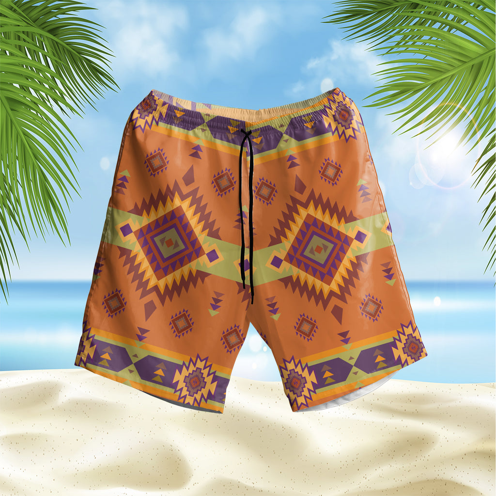 Powwow StoreGBNAT00738 Pattern Native Hawaiian Shorts