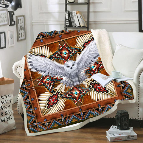 Powwow StoreBLK0007  Owl Red Pattern Mandala Blanket