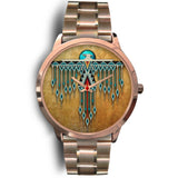 GB-NAT00081-WATC01 Blue Thunderbird Native American Rose Gold Watch