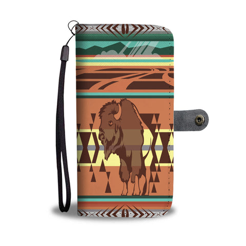 GB-NAT00024-WCAS01 Mountain Bison Native American Wallet Phone Case