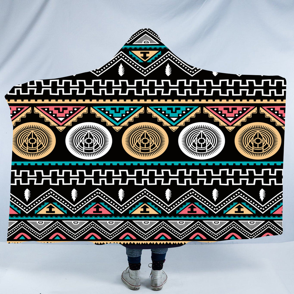 Powwow StoreHDB039 Pattern Native American Design Hooded Blanket