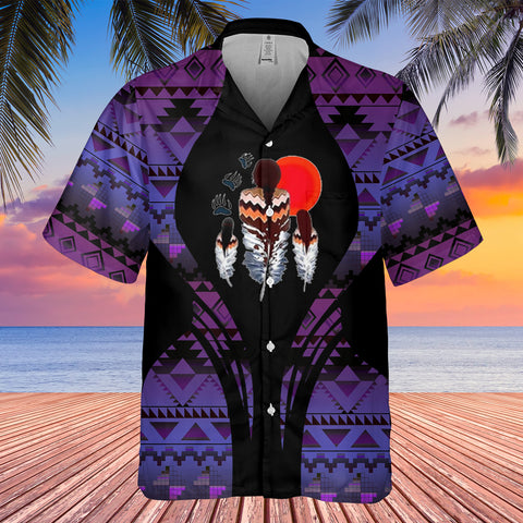 Powwow StoreGBHW000180 Tribe Design Native American Hawaiian Shirt 3D