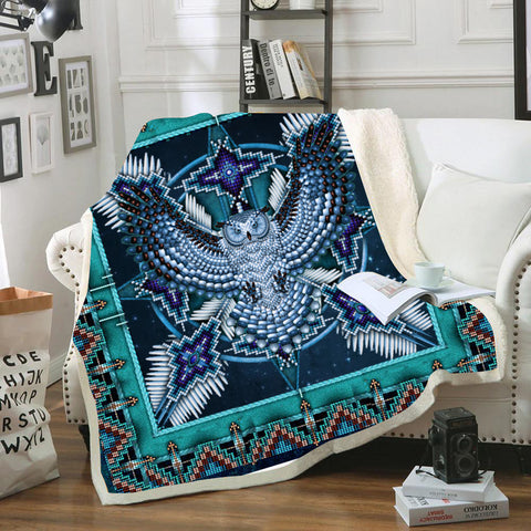 Powwow StoreBLK0003 Pattern Blue Thunderbird Mandala Blanket