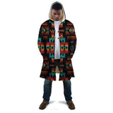 GB-NAT00046-02 Black Native Tribes Pattern Native American Cloak