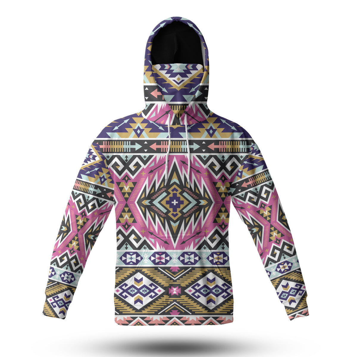 Powwow StoreHWM0006 Pattern Tribal Native 3D Hoodie With Mask
