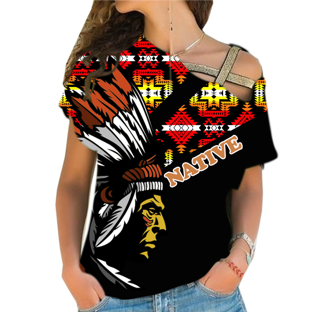 Powwow StoreCRS0001216 Native American Cross Shoulder Shirt