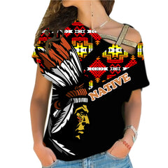 Powwow StoreCRS0001216 Native American Cross Shoulder Shirt