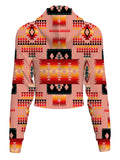 GB-NAT00046-16 Tan Tribe Pattern Native American Crop Hoodie