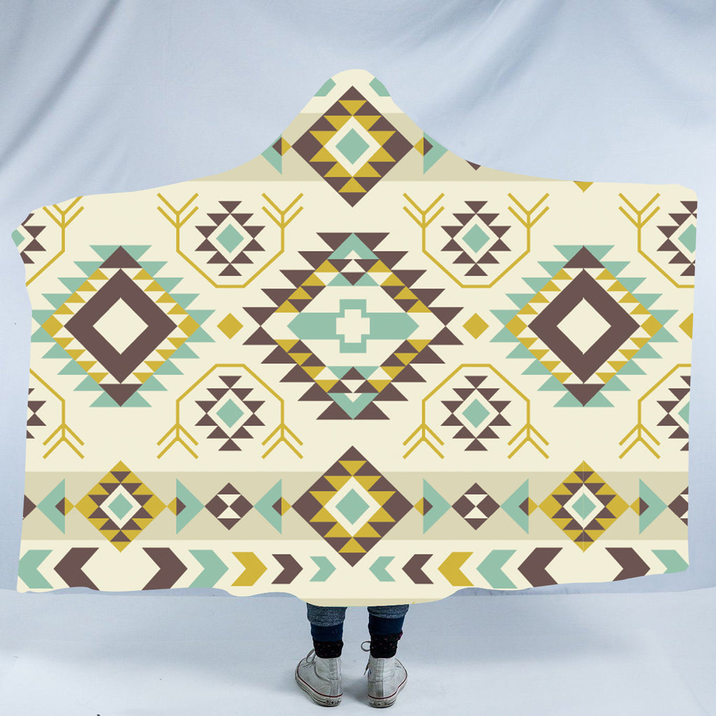 Powwow StoreHDB038 Pattern Native American Design Hooded Blanket