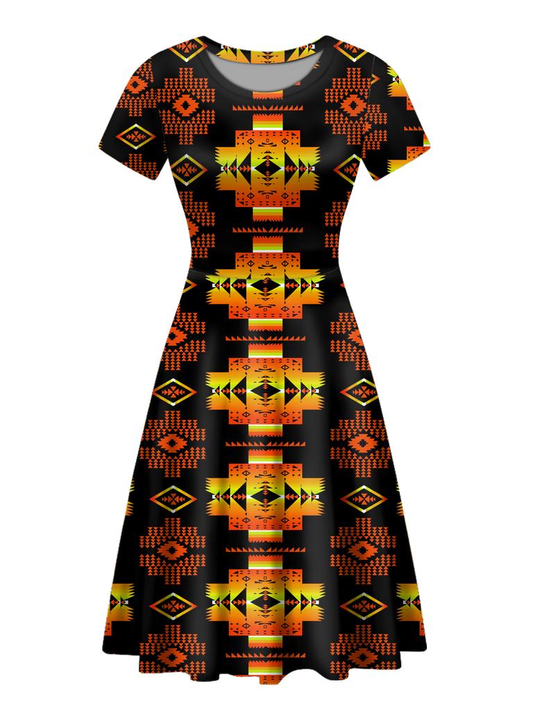 GB-NAT00720-06 Native Tribes Pattern Round Neck Dress