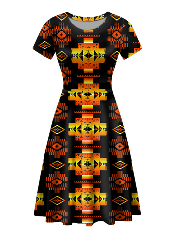 Powwow StoreGBNAT0072006 Native Tribes Pattern Round Neck Dress