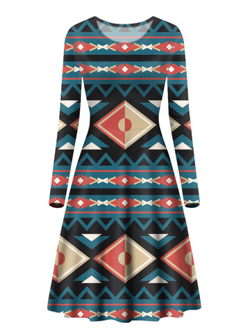 Powwow Store gb nat00315 diamond pattern native long sleeve dress