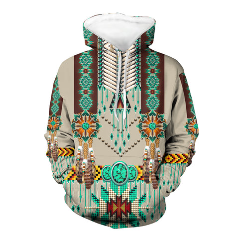 Powwow Store gb nat00069 02 green pattern breastplate 3d hoodie