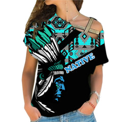Powwow StoreCRS0001214 Native American Cross Shoulder Shirt