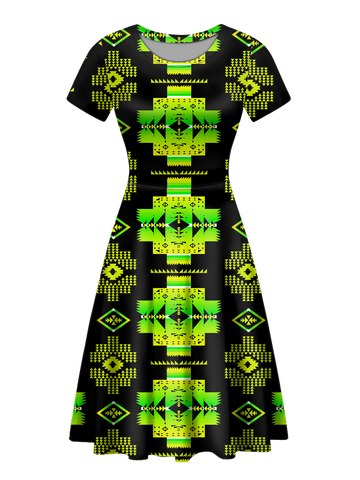 Powwow StoreGBNAT0072007 Native Tribes Pattern Round Neck Dress