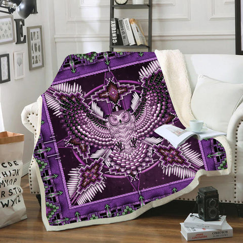 Powwow StoreBLK0004 Pattern Purple Thunderbird Mandala Blanket