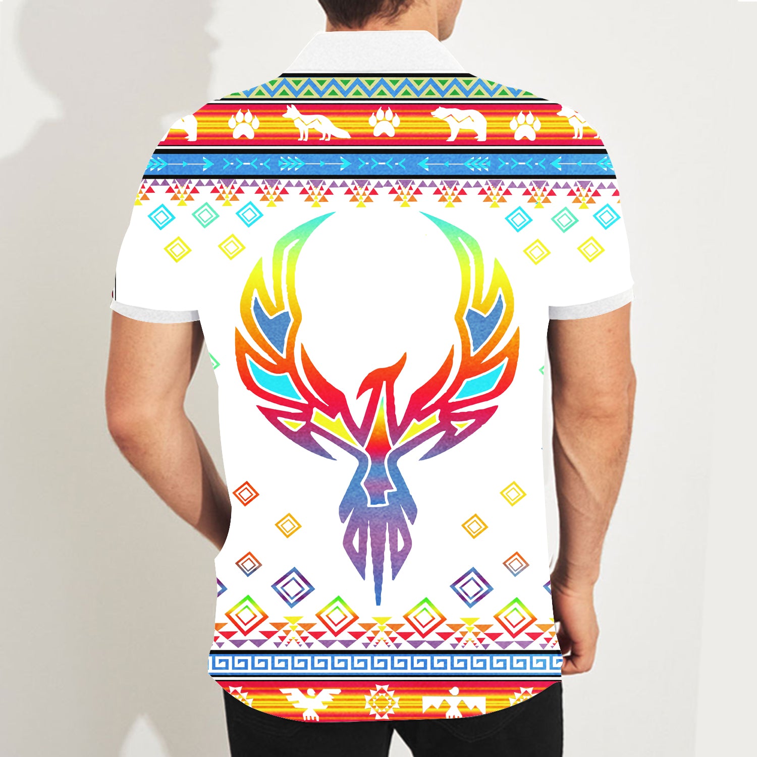 Powwow Store gb nat00067 phoenix rising native american polo t shirt 3d