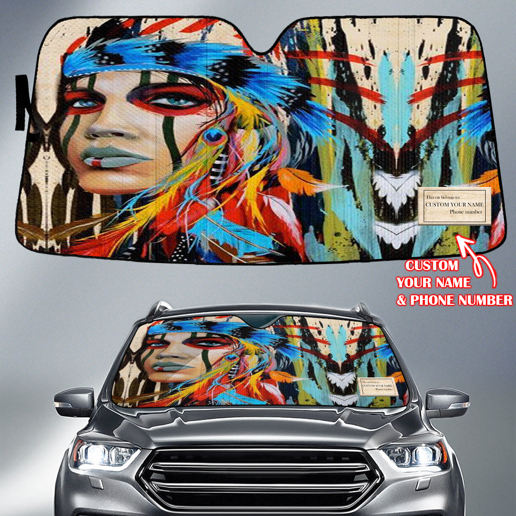 Girl  Native American Custom Name Auto Sun Shades