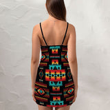 Powwow Store gb nat00046 02 black native tribes pattern fitted slip dress