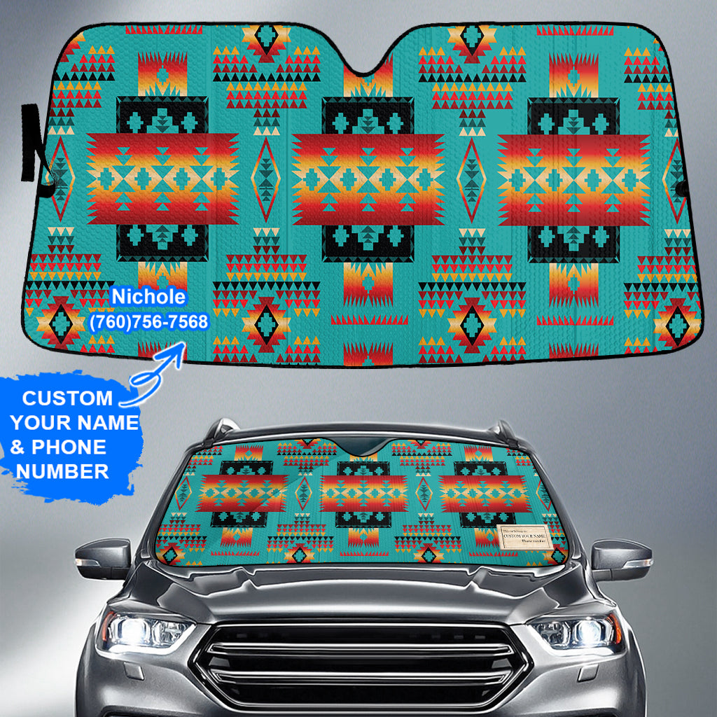 GB-NAT00046-01 Pattern Native American Custom Name Auto Sun Shades