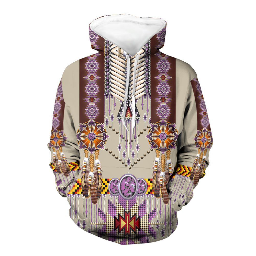 Powwow Store gb nat00069 03 purple pattern breastplate 3d hoodie