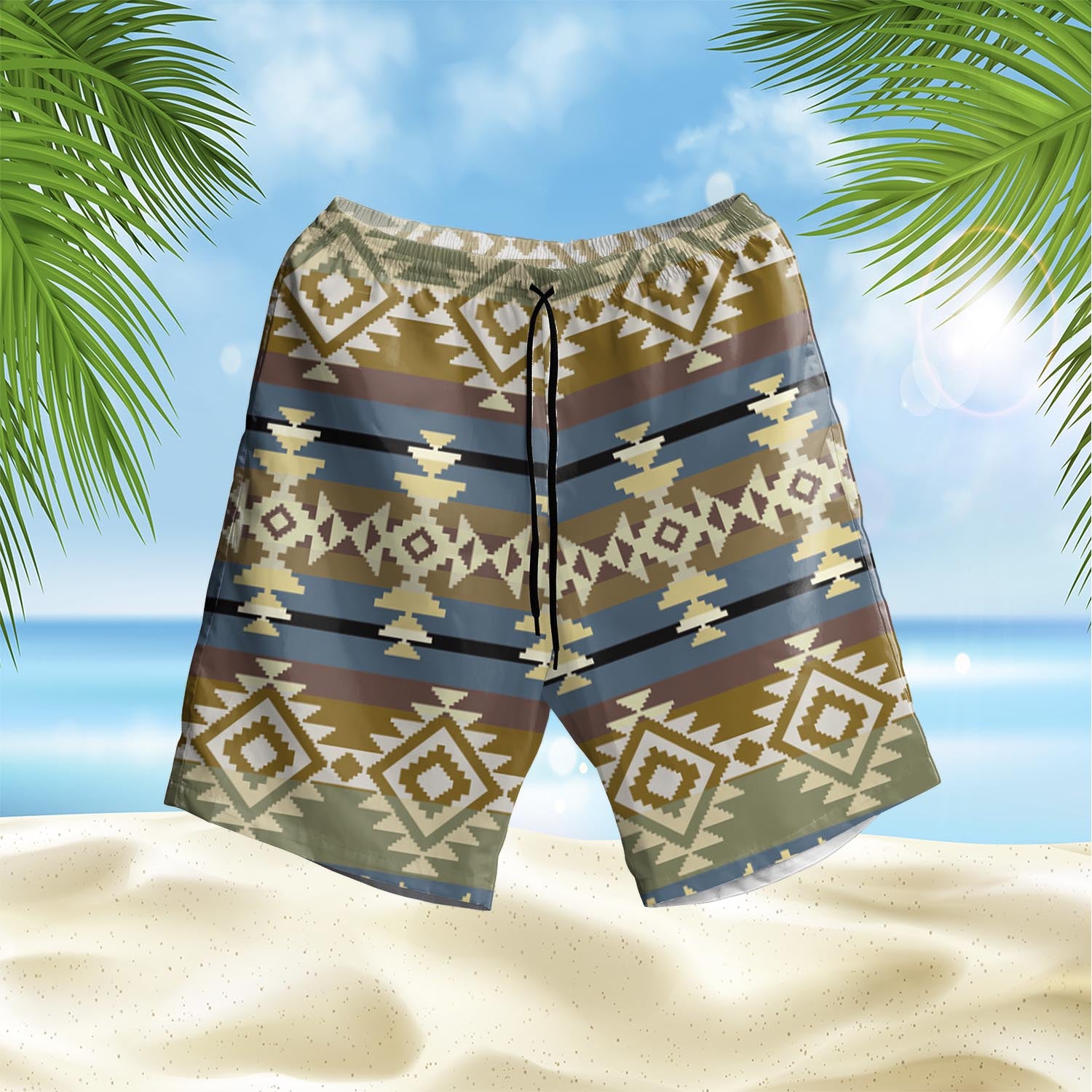 Powwow StoreGBNAT00750 Pattern Native Hawaiian Shorts