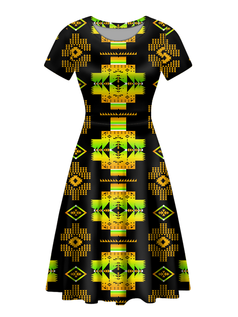 GB-NAT00720-08 Native Tribes Pattern Round Neck Dress
