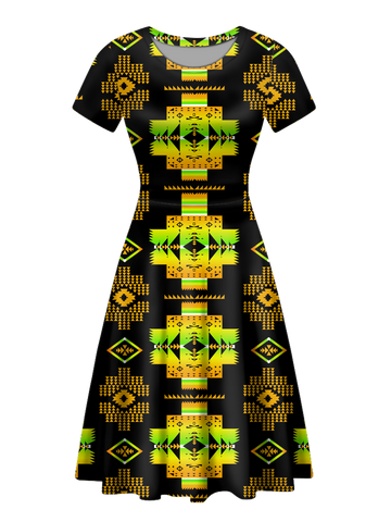 Powwow StoreGBNAT0072008 Native Tribes Pattern Round Neck Dress