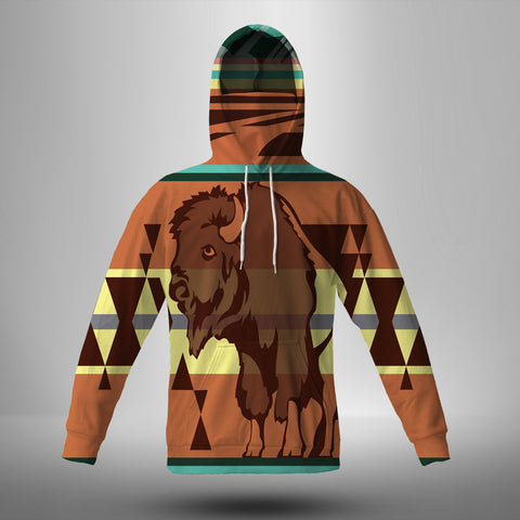 Powwow Store gb nat00024 bison native american 3d hoodie with mask