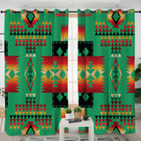 GB-NAT00046-05 Green Pattern Native Living Room Curtain