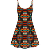 GB-NAT00402 Black Pattern Native Strings Dress