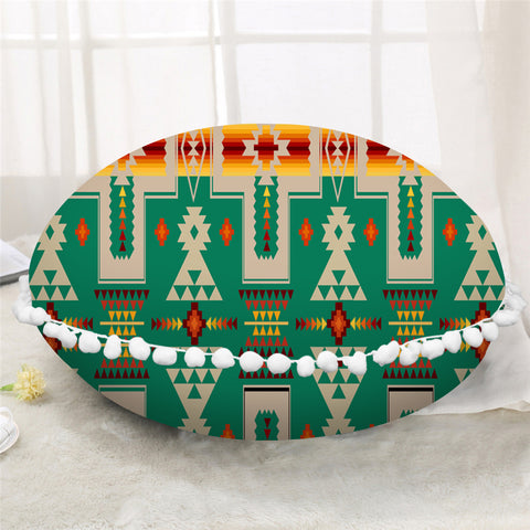 Powwow Store gb nat00062 08 light green tribe design native american round pillow cover