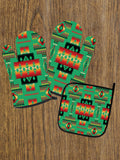 Powwow Store gb nat00046 05 green tribe pattern native american oven mitts and potholder set