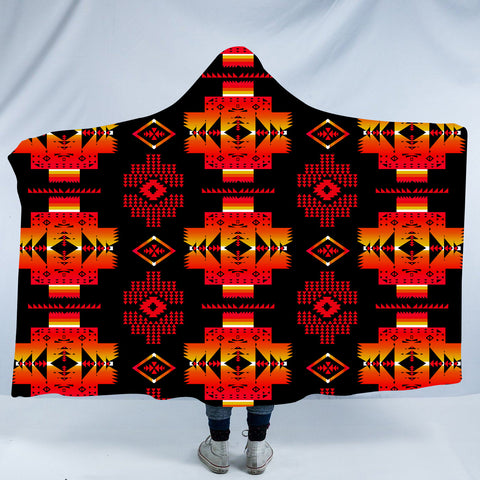 GB-NAT00720-03 Pattern Native American Design Hooded Blanket