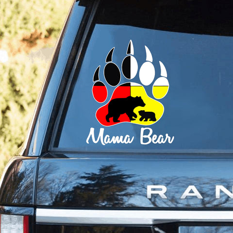 Mama Bear Native Red Decal Car Sticker