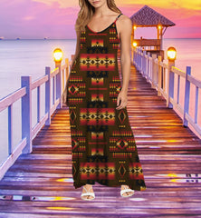 Powwow StoreGBNAT0004608 Tribe Design Native American Maxi Dress