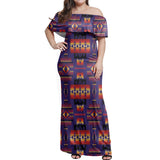 GB-NAT00046-11 Purple Tribe Native American Off Shoulder Dress