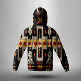 GB-NAT00062-01 Black Tribe Design Native American 3D Hoodie With Mask