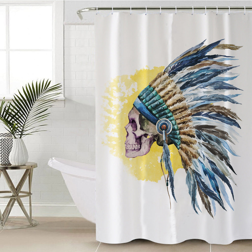 Powwow Store gb nat00361 skull chief native shower curtain