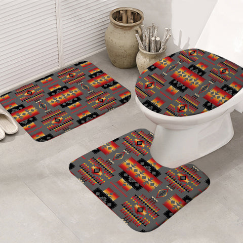 Powwow Store gb nat00046 11 gray tribes pattern native american bathroom mat 3 pieces