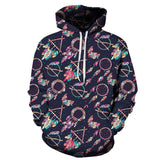 Pattern Purple Dreamcatcher Native American All Over Hoodie - Powwow Store