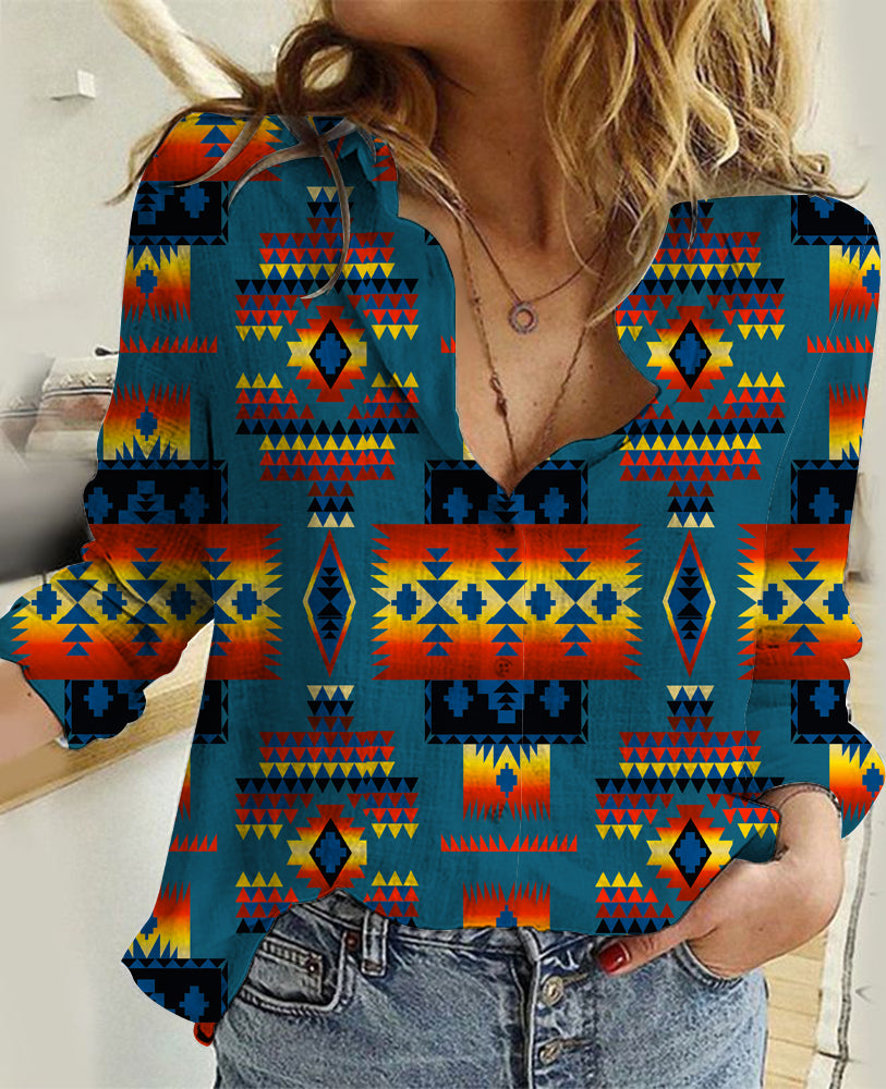 Powwow Store gb nat00046 21 blue native tribes pattern native american linen shirts